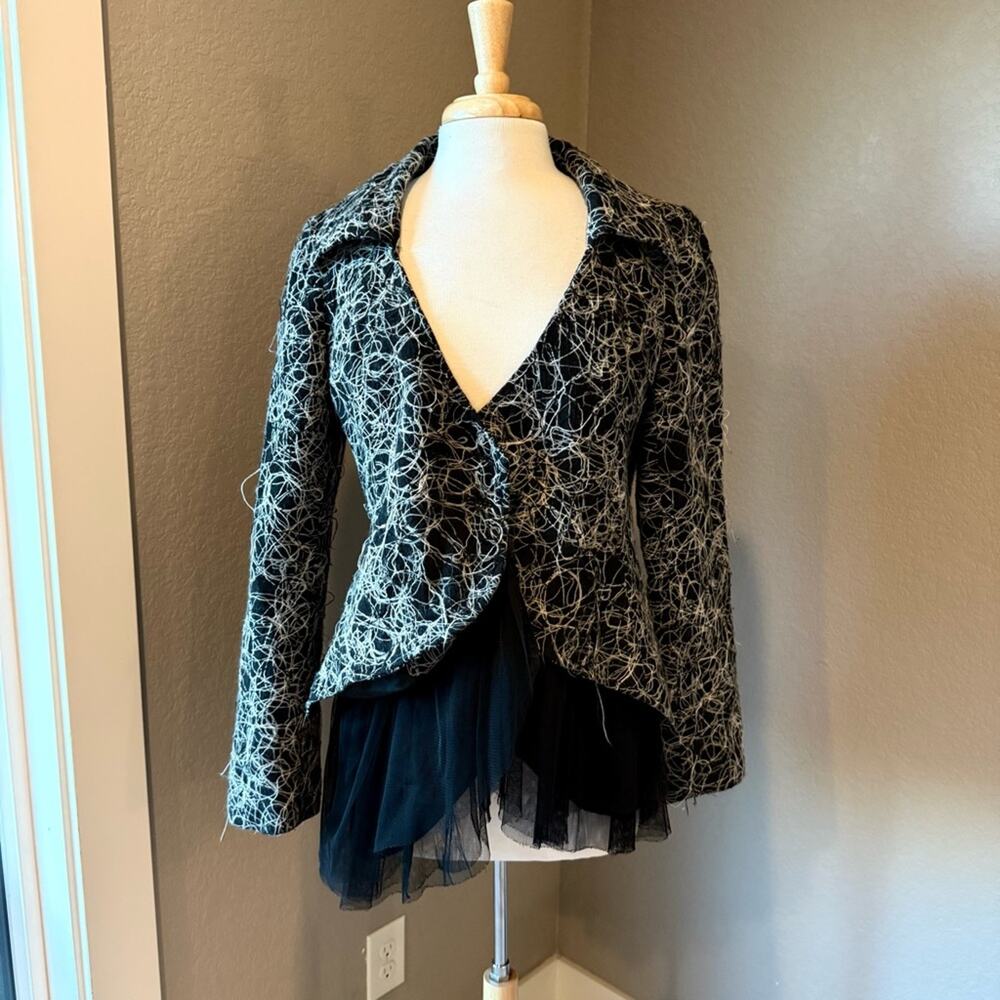 Daytrip Black and Gray Textured Women's Tulle Jacket Large